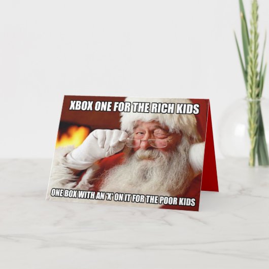 Cartes Pour Fêtes Annuelles Funny Santa Claus Xbox un mème (Devant)