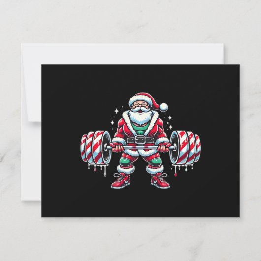 Cartes Pour Fêtes Annuelles Funny Santa Weightlifting Christmas Fitness Gym De (Devant)