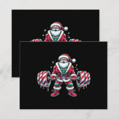 Cartes Pour Fêtes Annuelles Funny Santa Weightlifting Christmas Fitness Gym De (Devant / Derrière)