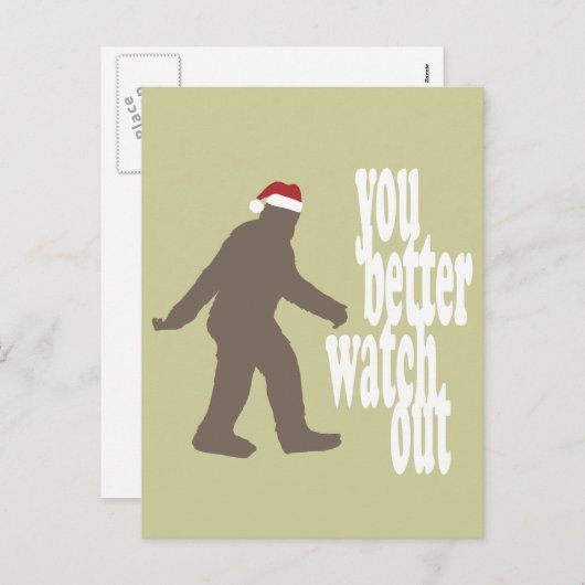 Cartes Pour Fêtes Annuelles Funny Sasquatch Père Noël Noël (Devant / Derrière)