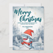 Cartes Pour Fêtes Annuelles Funny Shark Joyeux sapin neige Fête (Devant)