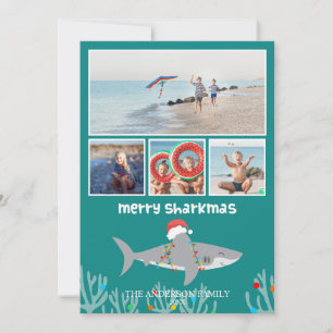 Cartes Pour Fêtes Annuelles Funny Shark Photo Christmas Flat Holiday Card