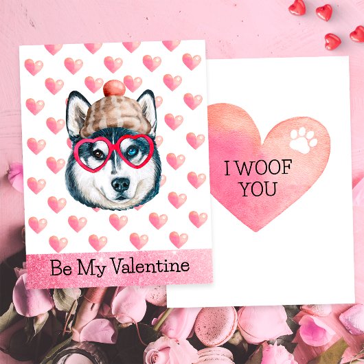 Cartes Pour Fêtes Annuelles Funny Siberian Husky I Woof You Chig Valentines Da