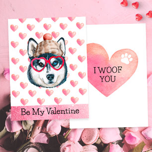 Cartes Pour Fêtes Annuelles Funny Siberian Husky I Woof You Chig Valentines Da