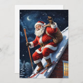 Cartes Pour Fêtes Annuelles Funny Ski Rouge Noël Père Noël (Devant / Derrière)