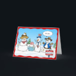Cartes Pour Fêtes Annuelles Funny Snowman Noël patriotique<br><div class="desc">Aimez-vous répandre des rires pendant la période des fêtes ? Voici quelques cartes de bonhomme de neige amusantes à envoyer à la famille et aux amis! Ce nouveau design original créé par Raphaela Wilson dépeint un concours patriotique de bonhomme de neige... Qui peut battre un majestueux aigle chauve ? Changez...</div>