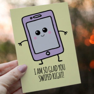 Cartes Pour Fêtes Annuelles Funny Swipe Right Kawaii Phone Valentines Day