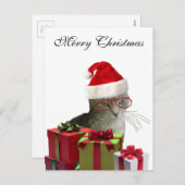 Cartes Pour Fêtes Annuelles Funny tendance Père Noël sage chat Noël (Devant / Derrière)
