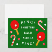 Cartes Pour Fêtes Annuelles Funny Tennis de table Noël (Devant / Derrière)
