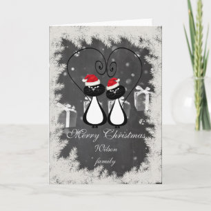 Cartes Pour Fêtes Annuelles Funny Trendy Christmas Père Noël chat couple table
