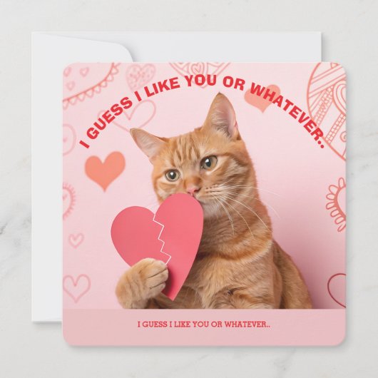 Cartes Pour Fêtes Annuelles Funny Valentine's Day "I Guess I Like You" (Devant)