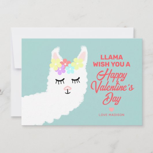 Cartes Pour Fêtes Annuelles Funny Valentines Day Llama Pun Kids Classe (Devant)