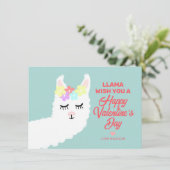 Cartes Pour Fêtes Annuelles Funny Valentines Day Llama Pun Kids Classe (Debout devant)