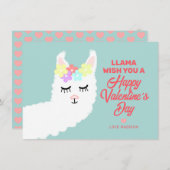 Cartes Pour Fêtes Annuelles Funny Valentines Day Llama Pun Kids Classe (Devant / Derrière)