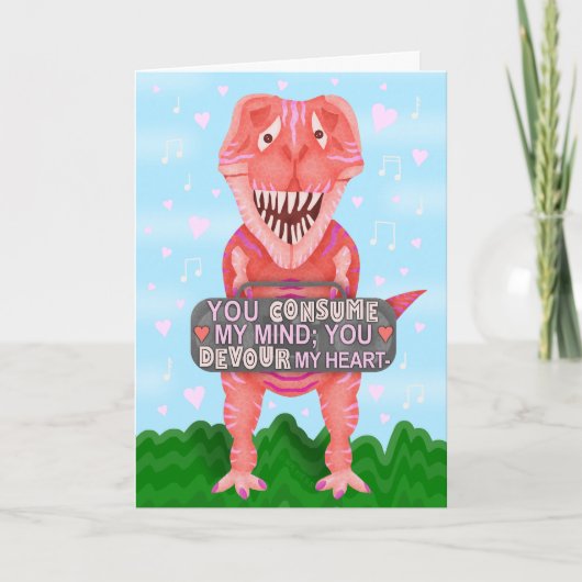 Cartes Pour Fêtes Annuelles Funny Valentine's Day T Rex Dinosaur Humour mignon (Devant)