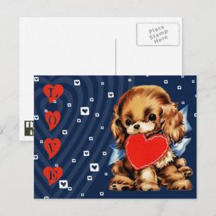 Cartes Pour Fêtes Annuelles Funny Vintage Chiot Valentine's Day