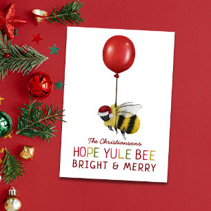 Cartes Pour Fêtes Annuelles Funny Yule Bee Joyeux et brillant Noël
