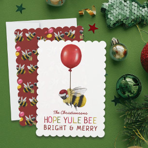 Cartes Pour Fêtes Annuelles Funny Yule Bee Joyeux et brillant Noël