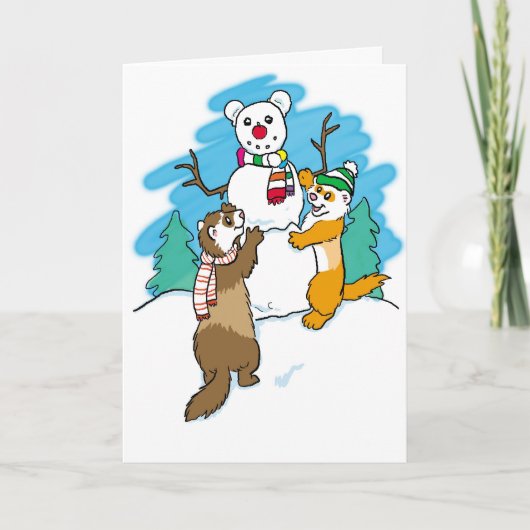 Cartes Pour Fêtes Annuelles Furets de Bonnes Fêtes (Devant)