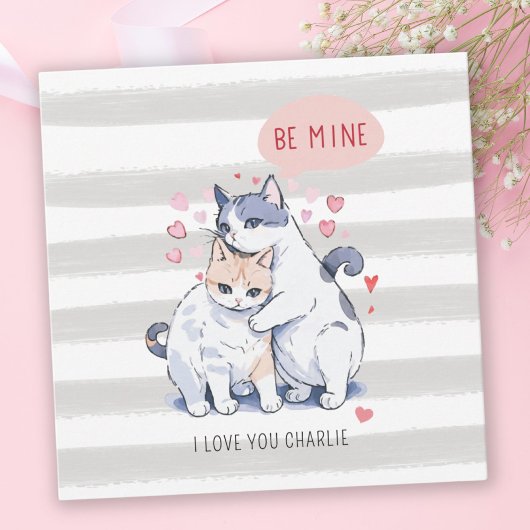 Cartes Pour Fêtes Annuelles Furry Love Cat Couple Be Mine Saint Valentin