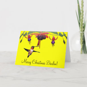 Cartes Pour Fêtes Annuelles Fushia et colibri