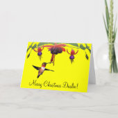 Cartes Pour Fêtes Annuelles Fushia et colibri (Devant)