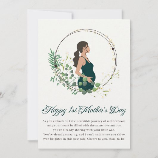 Cartes Pour Fêtes Annuelles Future maman élégante Joyeuse 1re fête des Mères (Devant)