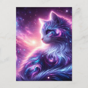 Cartes Pour Fêtes Annuelles Galaxie Cosmique Féline Mystique Céleste