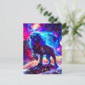Cartes Pour Fêtes Annuelles Galaxy Lion Blue (Debout devant)