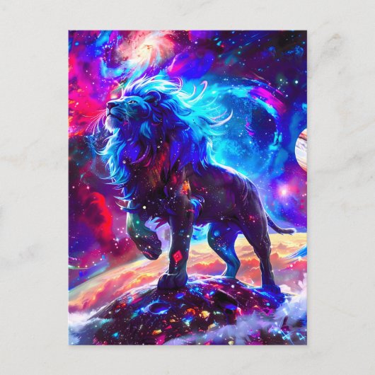 Cartes Pour Fêtes Annuelles Galaxy Lion Blue (Devant)