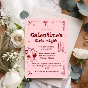 Cartes Pour Fêtes Annuelles Galentine Main dessinée Valentine Filles Fête de N