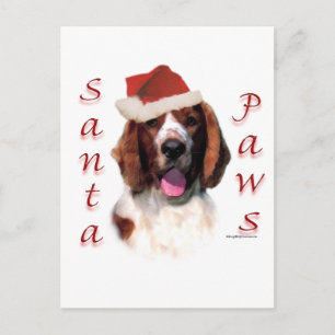 Cartes Pour Fêtes Annuelles Gallois Springer Spaniel Père Noël Paws