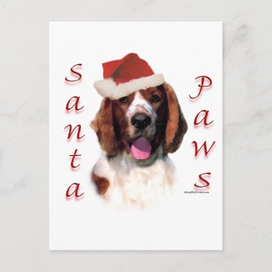 Cartes Pour Fêtes Annuelles Gallois Springer Spaniel Père Noël Paws (Devant)