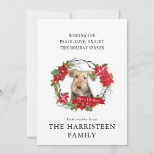 Cartes Pour Fêtes Annuelles Gallois Terrier Aquarelle couronne de Noël