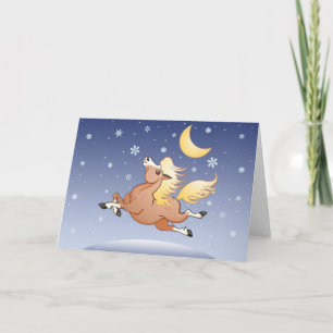 Cartes Pour Fêtes Annuelles Galop de minuit de neige sous la lune