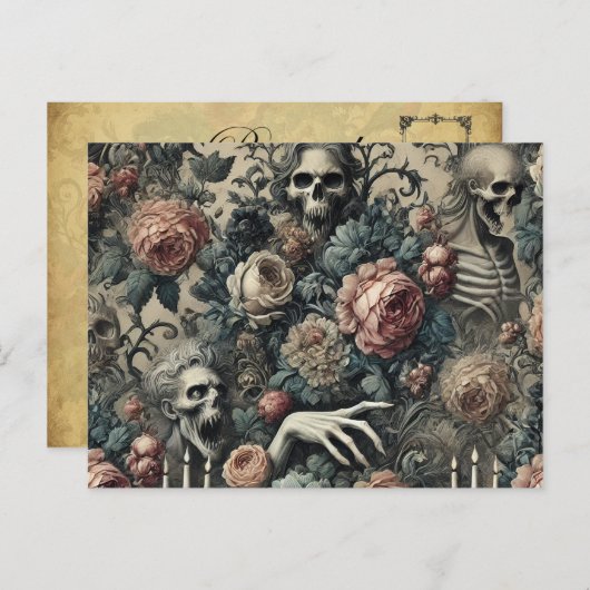 Cartes Pour Fêtes Annuelles Gambit de Ghoul - gothique victorien (Devant / Derrière)