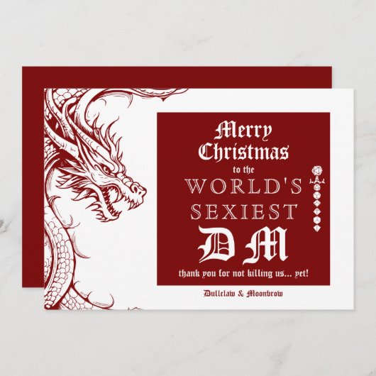 Cartes Pour Fêtes Annuelles Gamer Celtic Dragon MDN RPG DM Noël (Devant / Derrière)