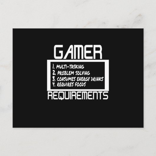Cartes Pour Fêtes Annuelles Gamer Exigences Funny Gamers Jeu (Devant)
