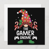 Cartes Pour Fêtes Annuelles Gamer Gnome Buffalo Plaid Matching Family Xmas (Devant / Derrière)