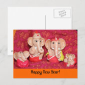 Cartes Pour Fêtes Annuelles Ganeshas, bonne année ! (Devant / Derrière)