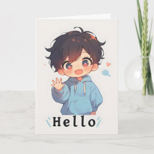 Cartes Pour Fêtes Annuelles Garçon Anime Chibi Kawaii Bonjour
