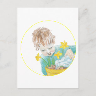 Cartes Pour Fêtes Annuelles Garçon Avec Daffodiles