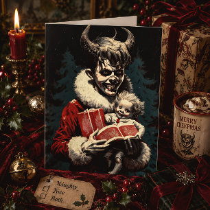 Cartes Pour Fêtes Annuelles Garçon Diabolique Effrayant Noël Horreur