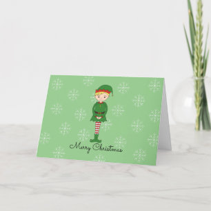 Cartes Pour Fêtes Annuelles Garçon elfe illusima Noël Flocons de neige Vert cl
