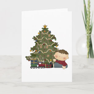 Cartes Pour Fêtes Annuelles garçon le matin de noël tout-petit 1