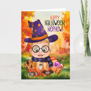 Cartes Pour Fêtes Annuelles Garçon sorcier petit neveu citrouille pour Hallowe