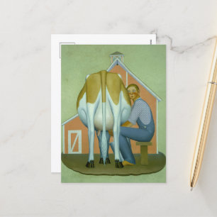Cartes Pour Fêtes Annuelles Garçon trayant une vache par Grant Wood