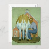 Cartes Pour Fêtes Annuelles Garçon trayant une vache par Grant Wood (Devant / Derrière)