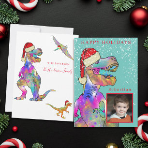 Cartes Pour Fêtes Annuelles Garçons dinosaures de Noël Photo