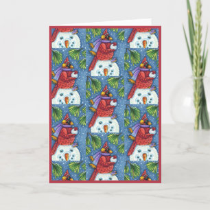 CARTES POUR FÊTES ANNUELLES GARDE CARDINAL SNOWMAN, CUTE NOËL REDBIRD